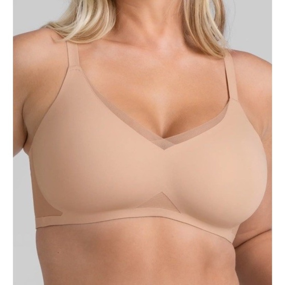 Honeylove Crossover Wireless Bra 2X Nude Beige Smoothing Shapewear LWBR0302